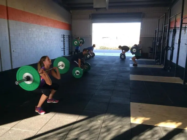 CrossFitters doing front squats