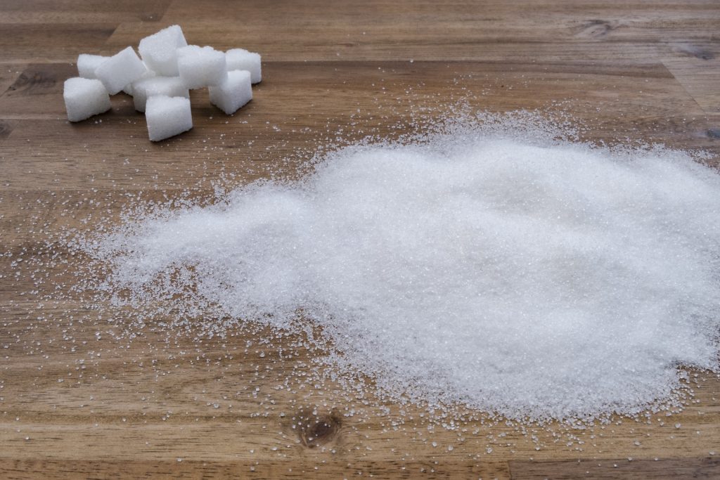 Sugar on table