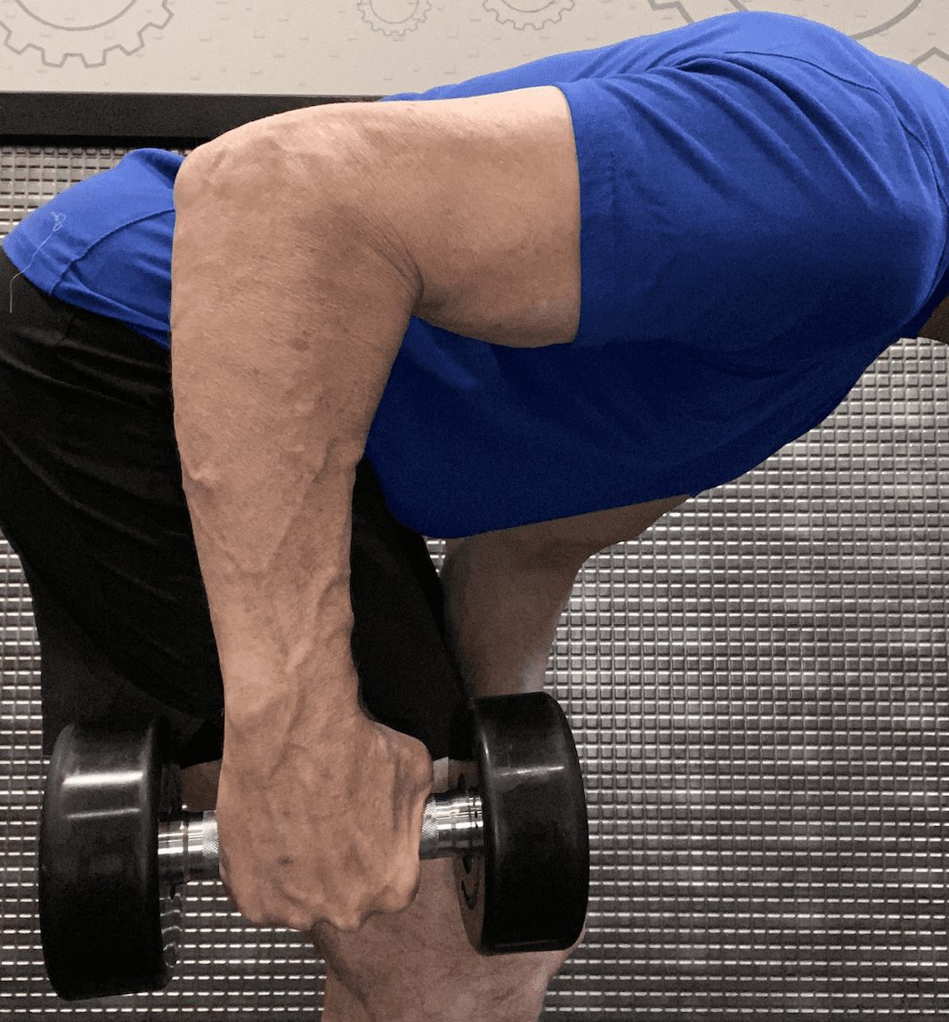 bent position for dumbbell kickbacks