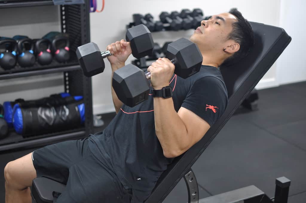 Mike doing incline hammer curls