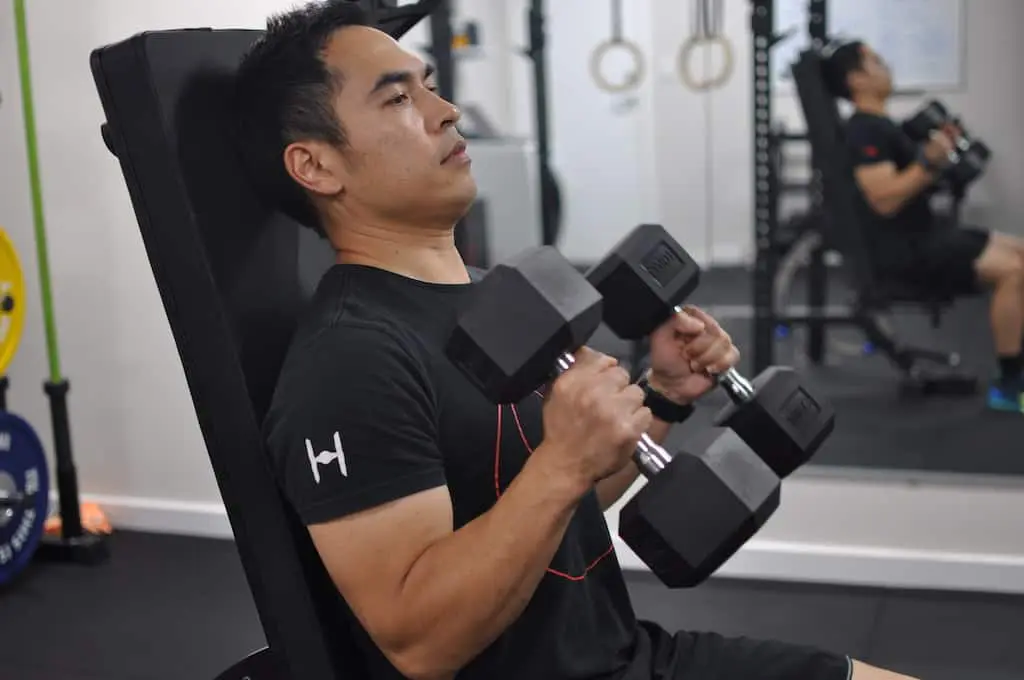 Mike doing seated hammer curls