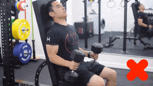 Seated hammer curls low ROM