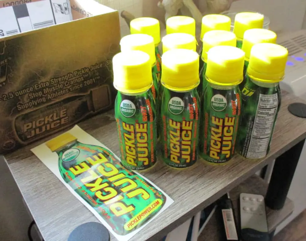 Bottles of pickle juice from The Pickle Juice Company