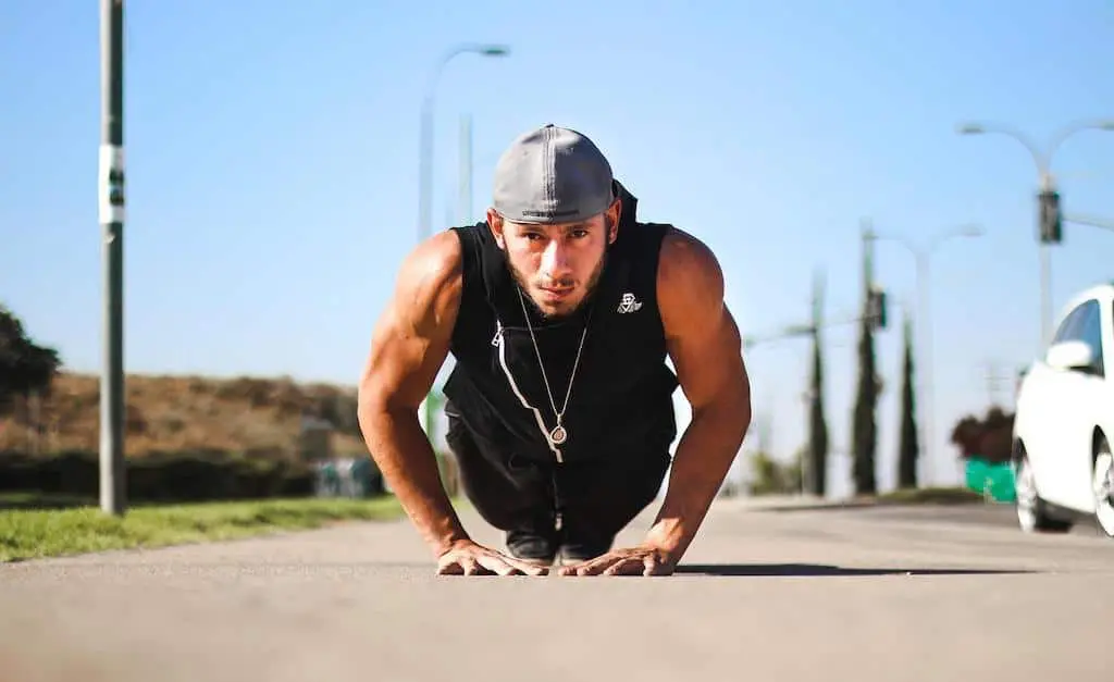 Man doing diamond push ups