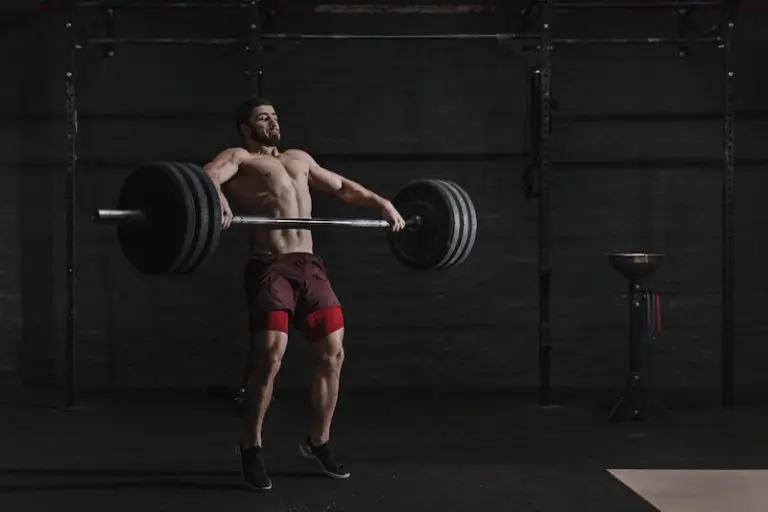 Man doing a heavy snatch