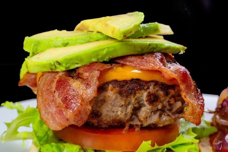 Turkey Burger With Cheese, Avocado, And Bacon