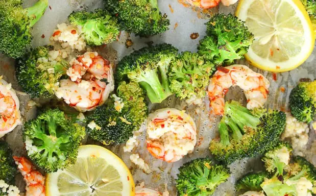 Sheet pan garlic shrimp and broccoli