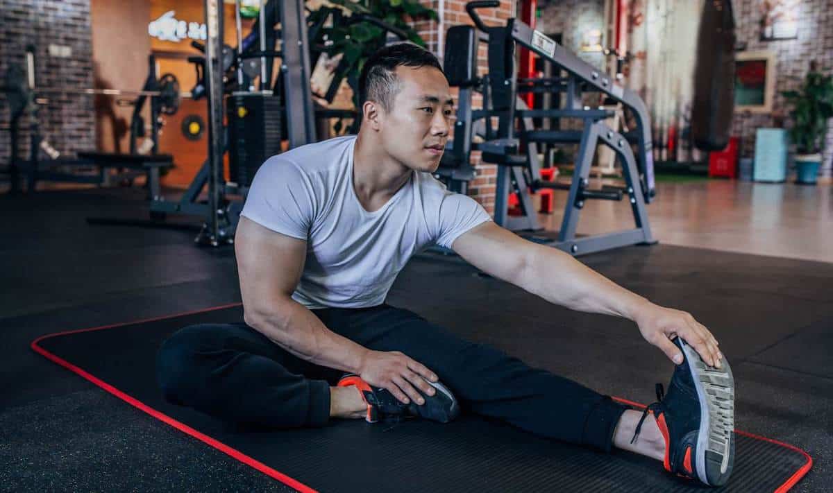 Man warming up and stretching