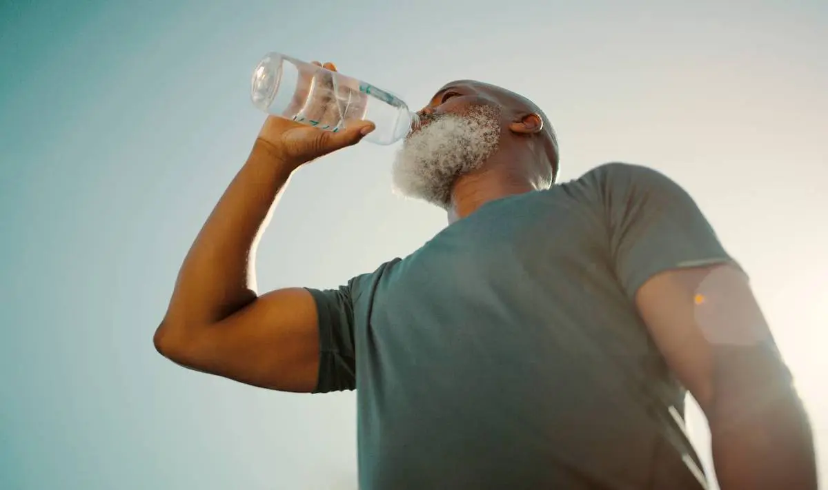 Man staying hydrated