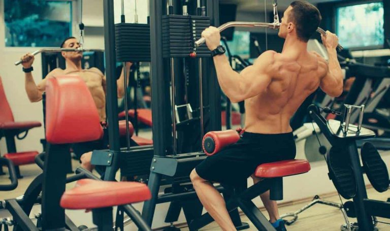 Man doing lat pulldowns