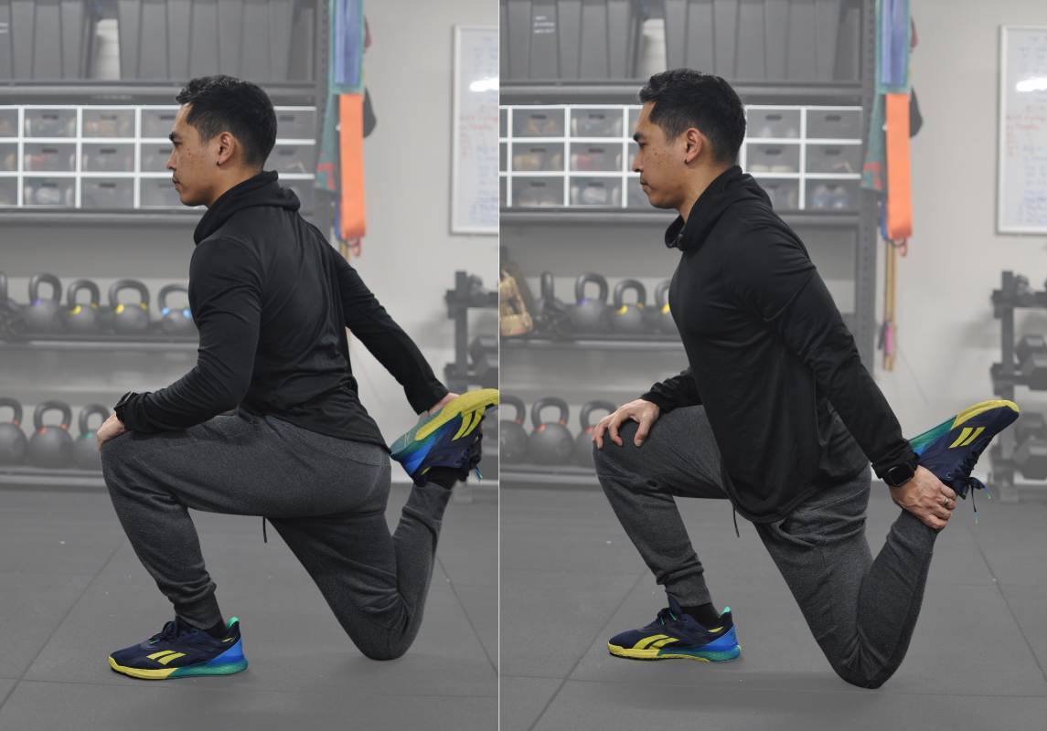 Full body stretching routine - kneeling quadriceps stretch