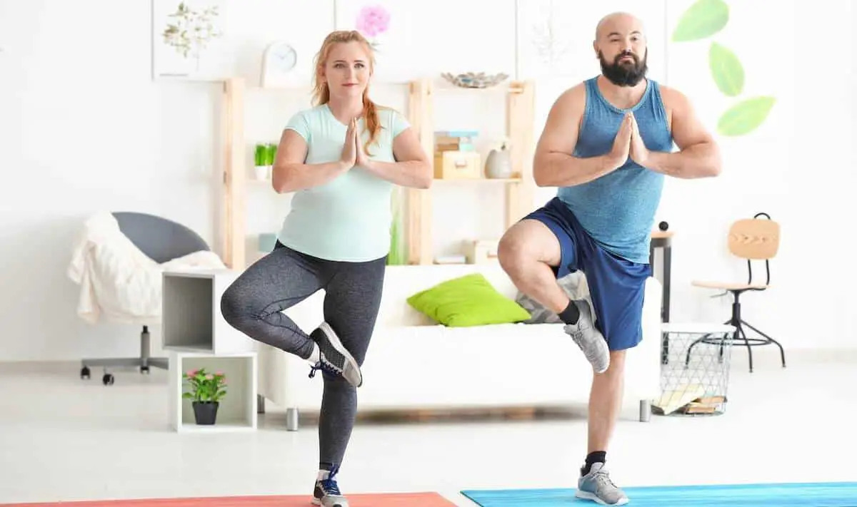 Endomorph couple exercising